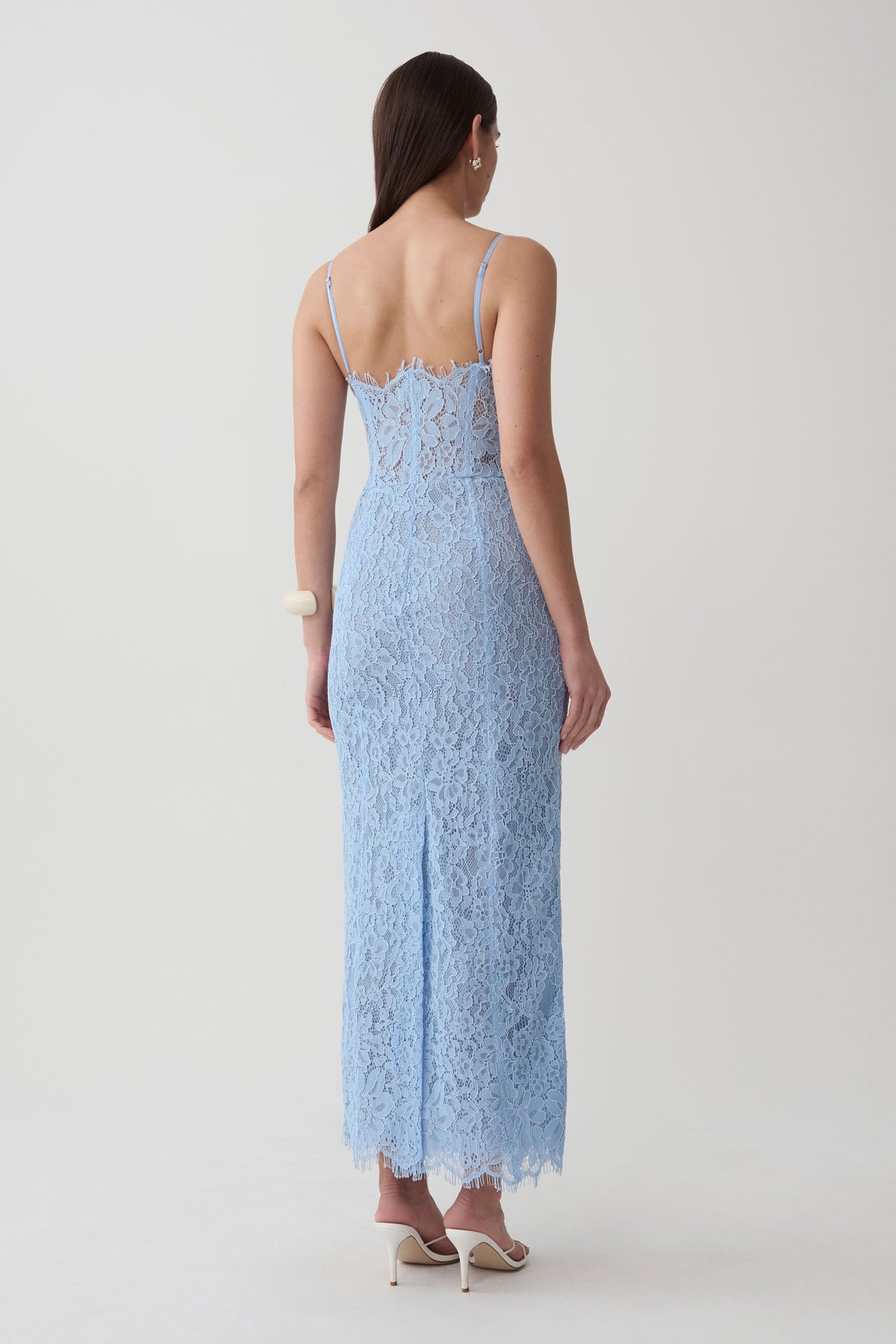 Ottilie Lace And Mesh Midi Dress - Sky Blue #2