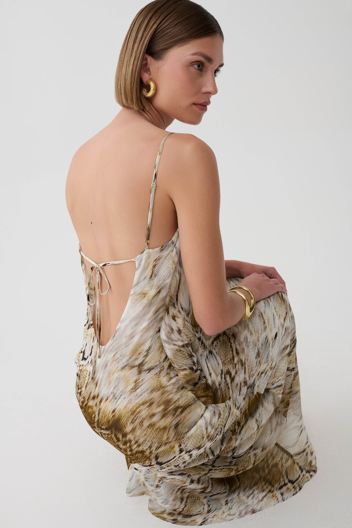 Zoe Cowl Front Printed Maxi Dress - Snake Print #3