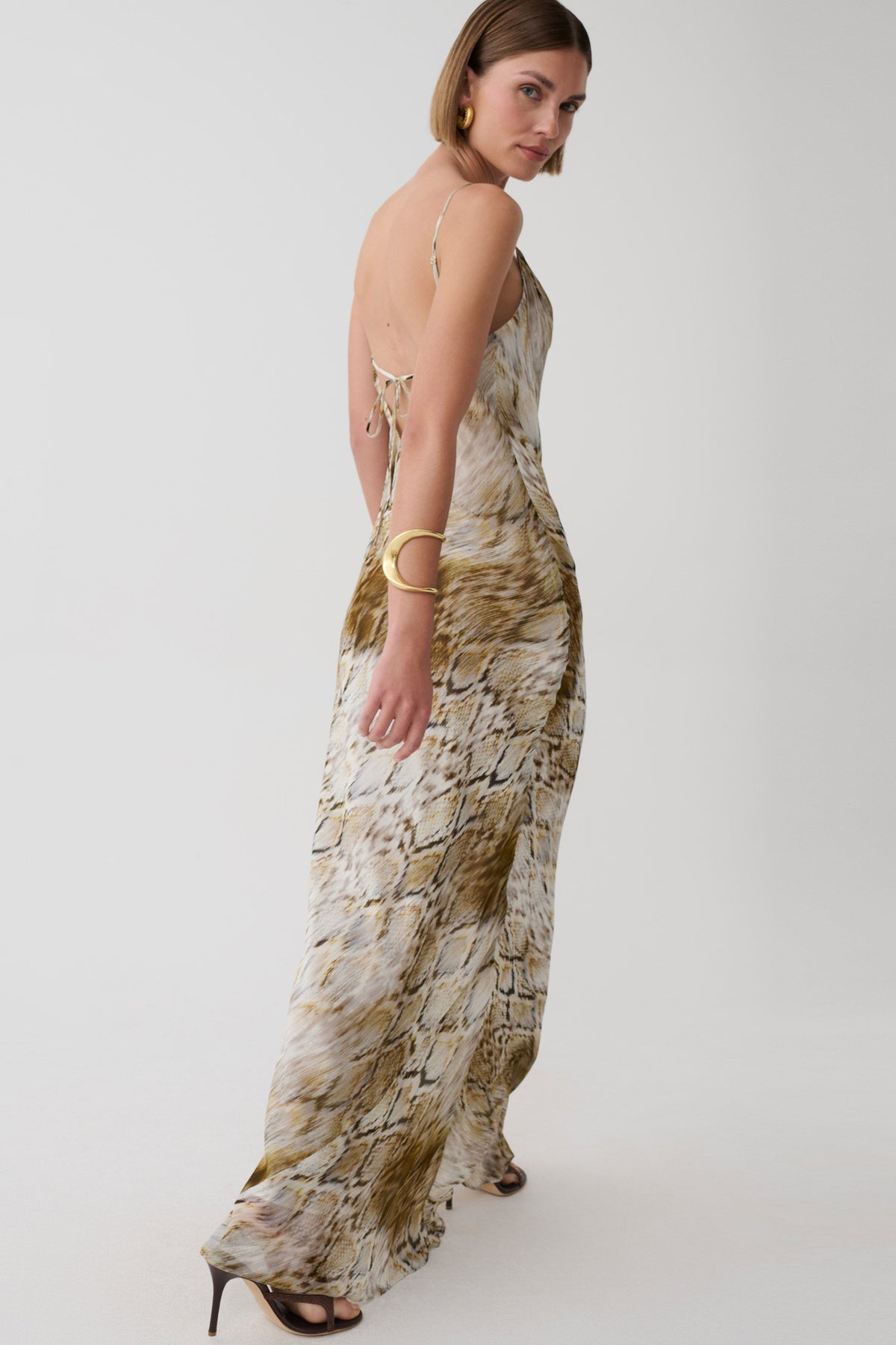 Zoe Cowl Front Printed Maxi Dress - Snake Print #4