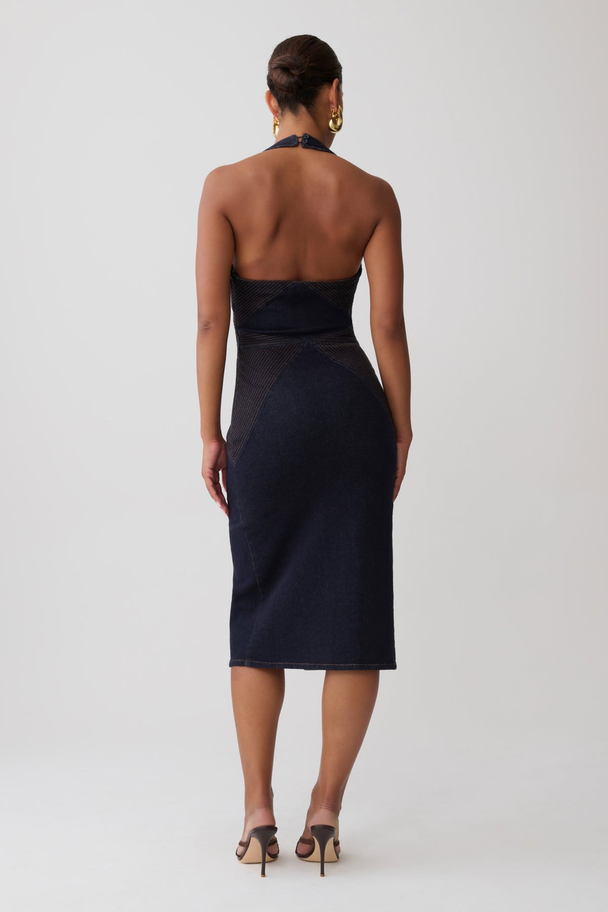 Kath Top Stitched Denim Midi Dress - Washed Indigo Blue #4