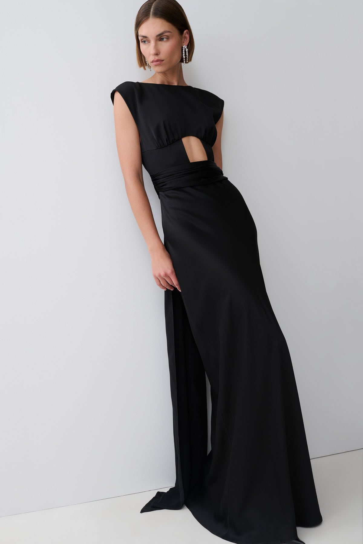 Destiny Cut Out Satin Maxi Dress - Black #3