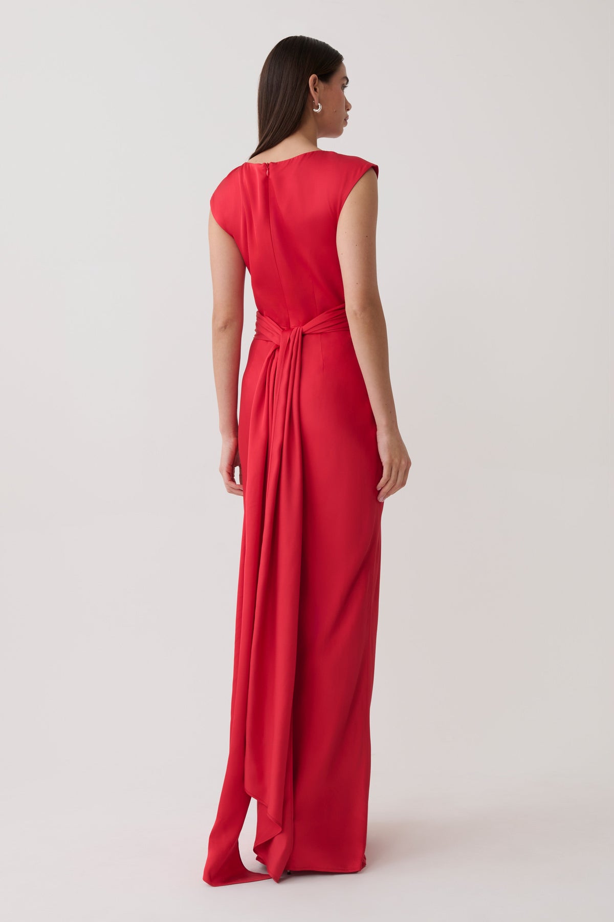 Destiny Cut Out Satin Maxi Dress - Red #2