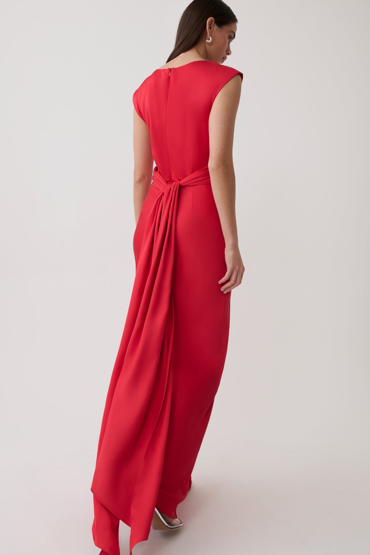 Destiny Cut Out Satin Maxi Dress - Red #6