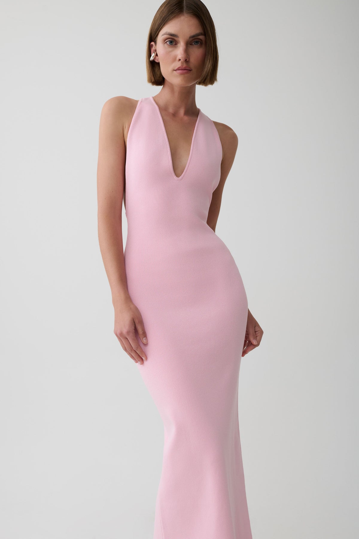 Darla Deep V Knit Maxi Dress - Candy Pink #3