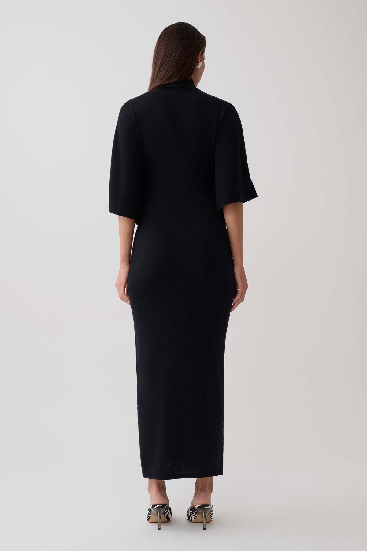 Helania High Neck Knit Maxi Dress - Black #3