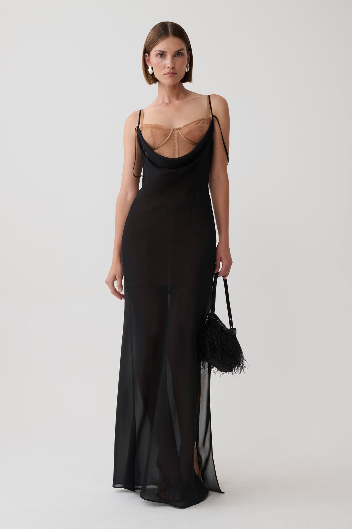 Alexandra Layered Chiffon Maxi Dress - Black #7