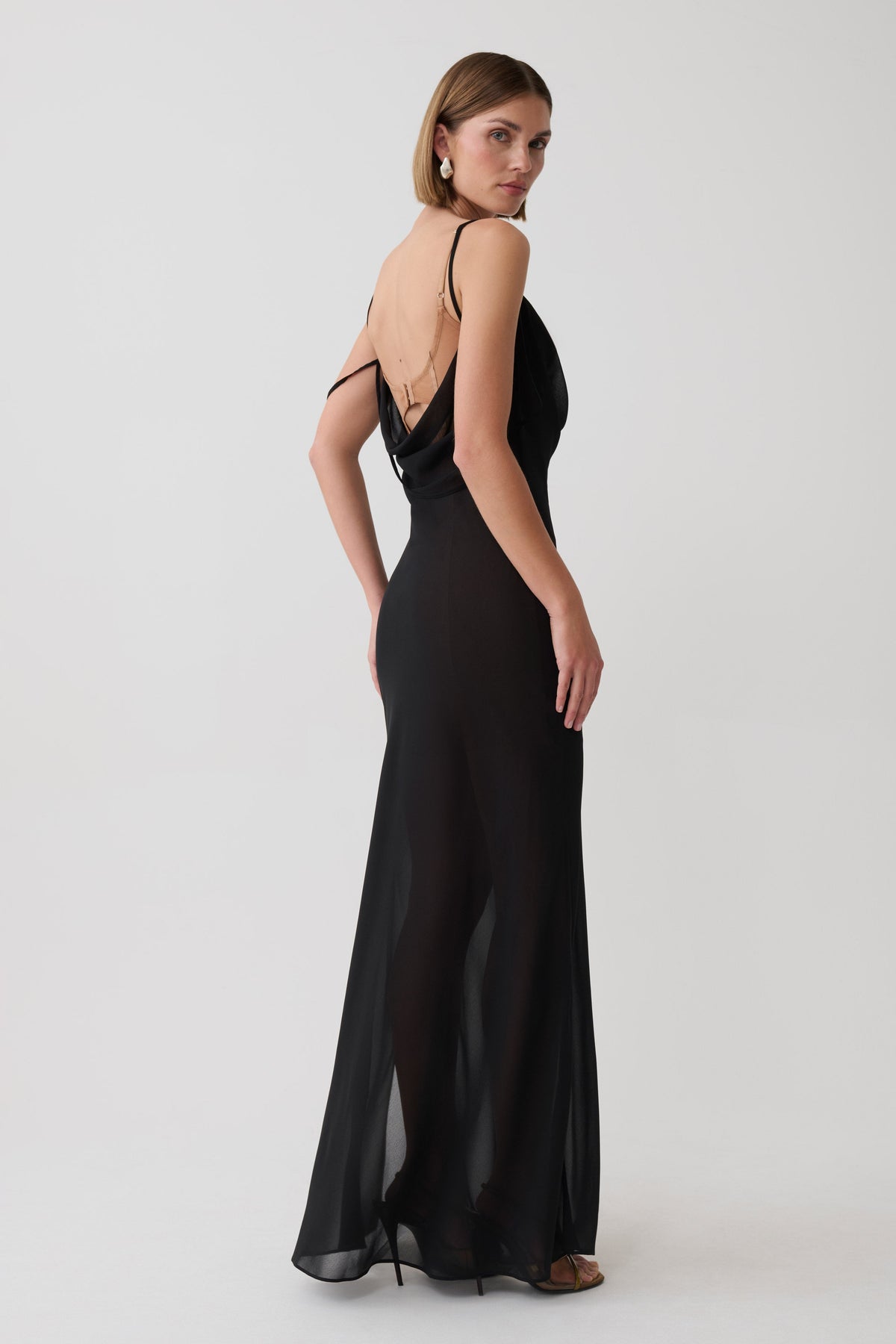 Alexandra Layered Chiffon Maxi Dress - Black