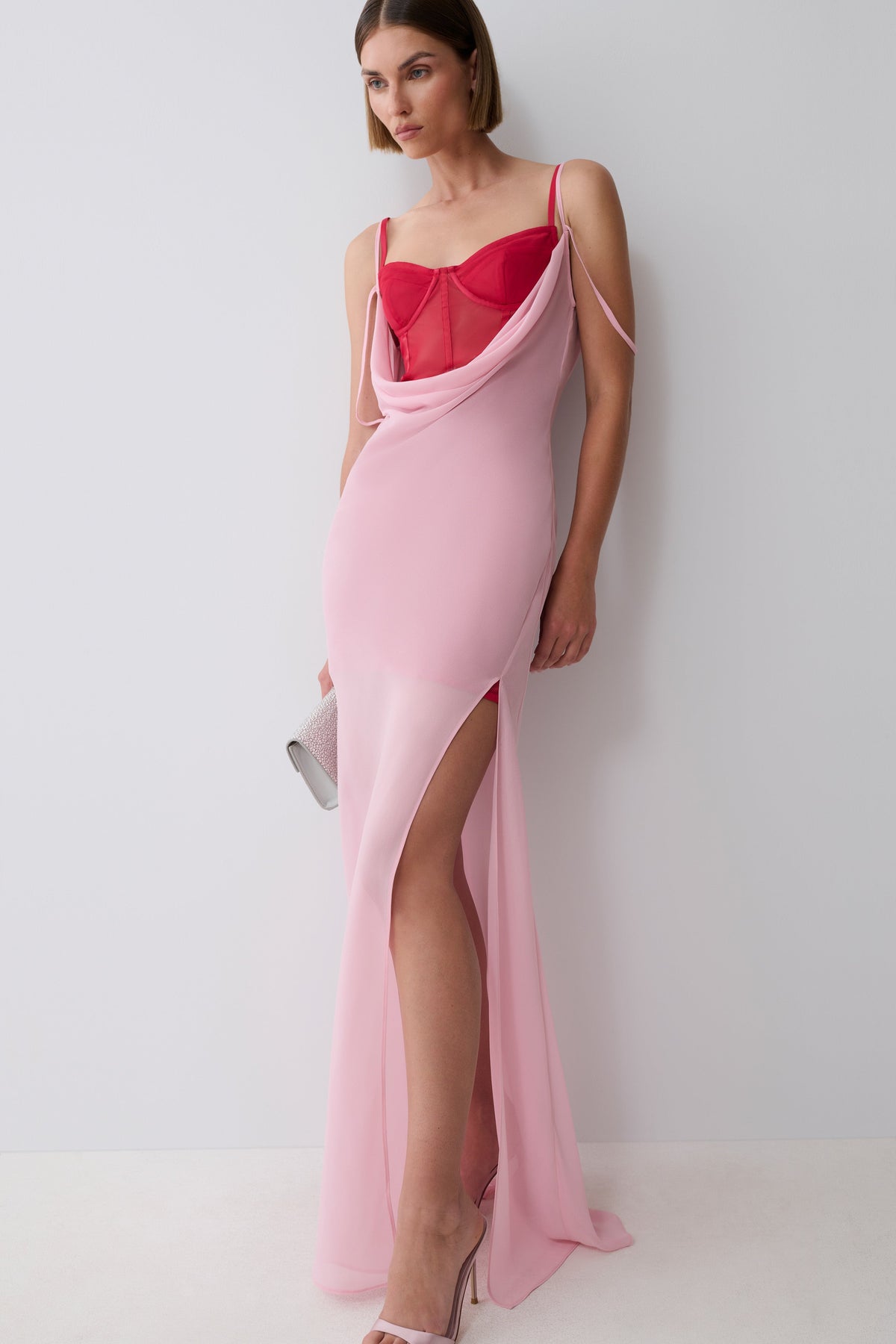 Alexandra Layered Chiffon Maxi Dress - Pink/Cherry #6