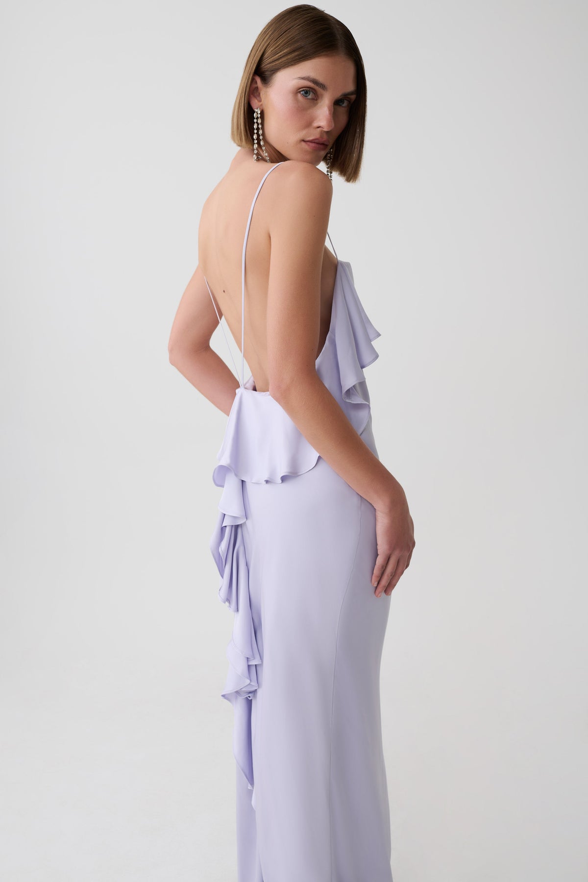 Faria Bias Satin Maxi Dress - Lilac #6