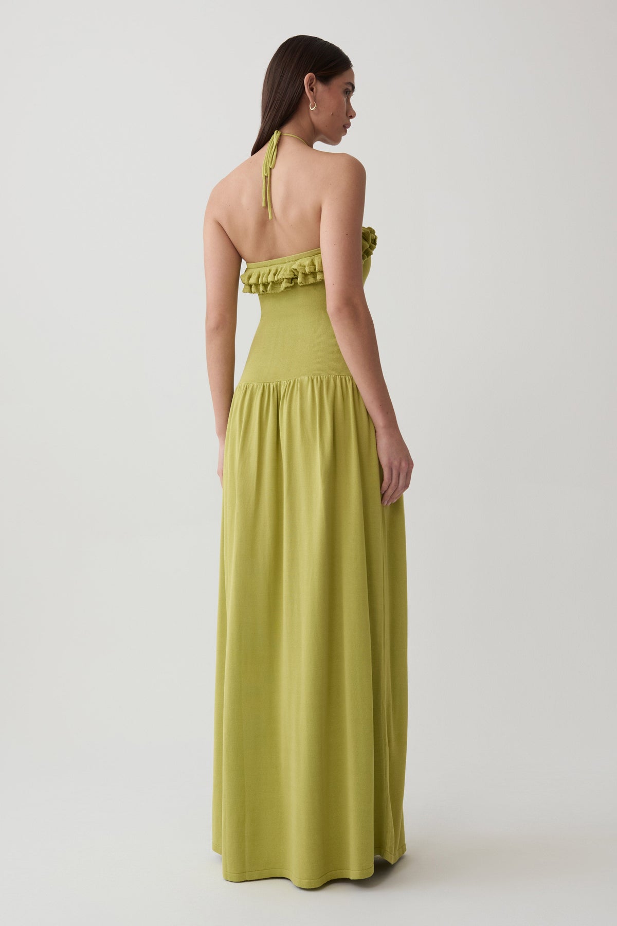 Tayler Ruffle Knit Maxi Dress - Chartreuse