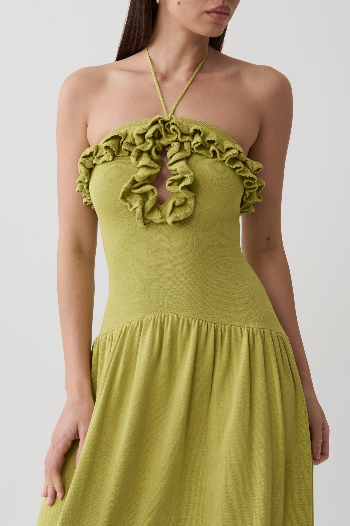 Tayler Ruffle Knit Maxi Dress - Chartreuse