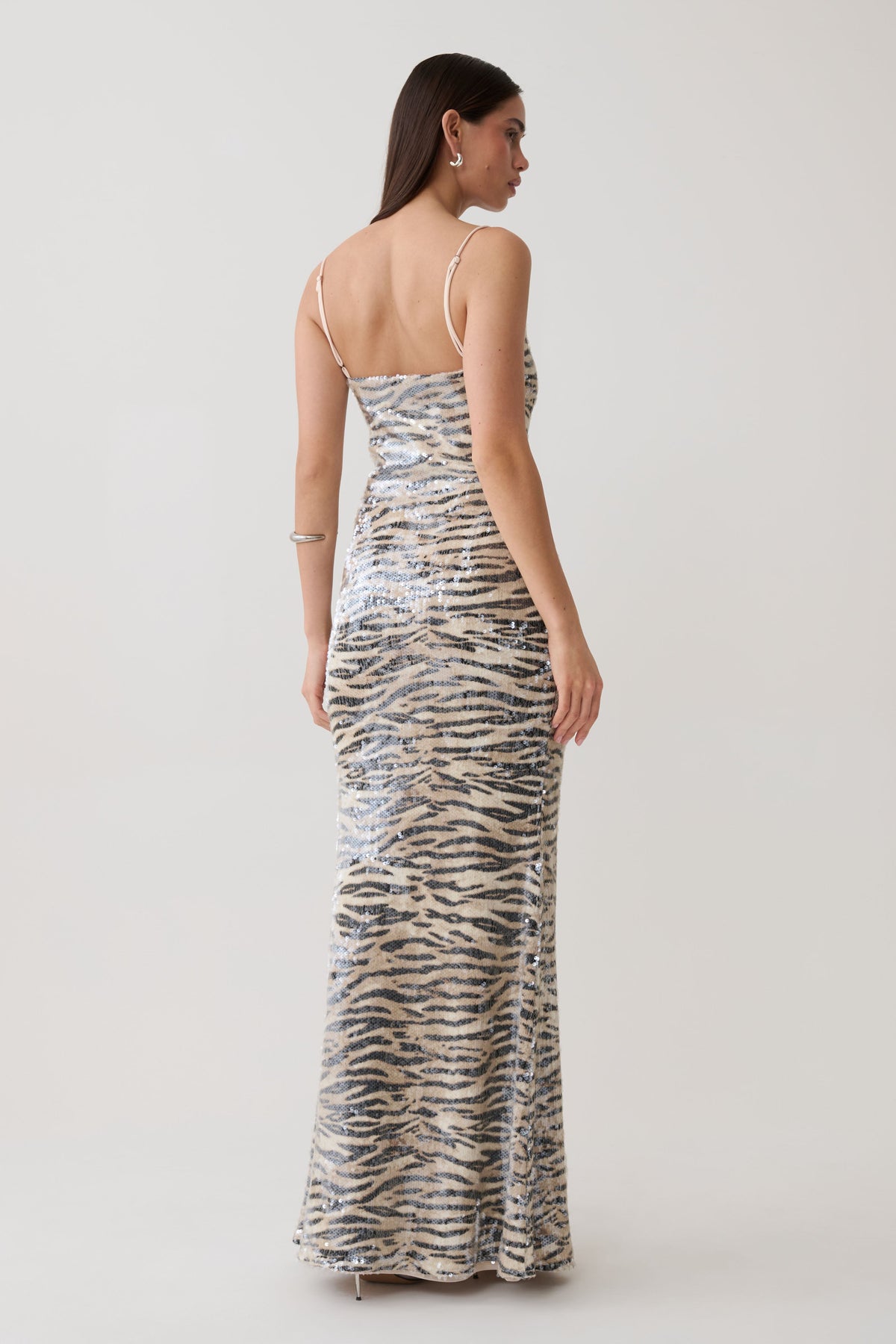 Deborah Sequin Maxi Dress - Zebra Print