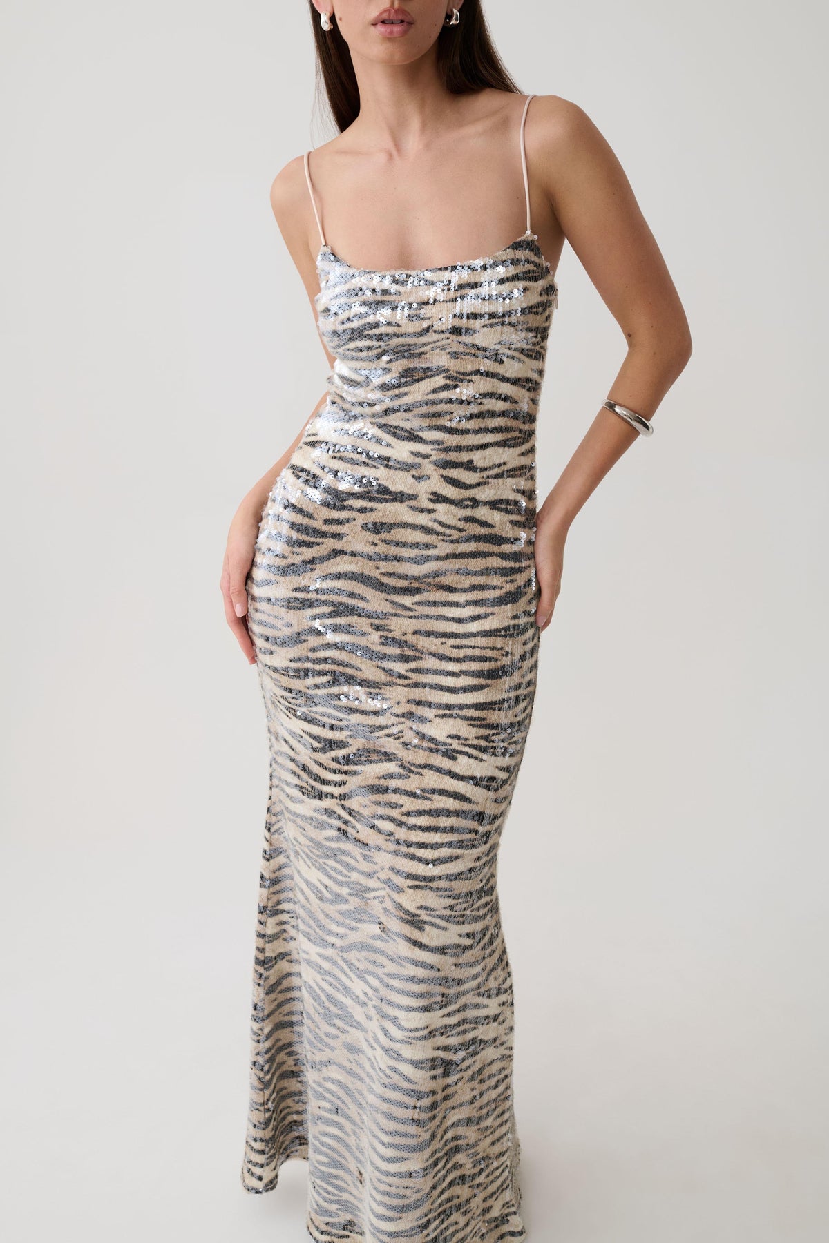 Deborah Sequin Maxi Dress - Zebra Print #4