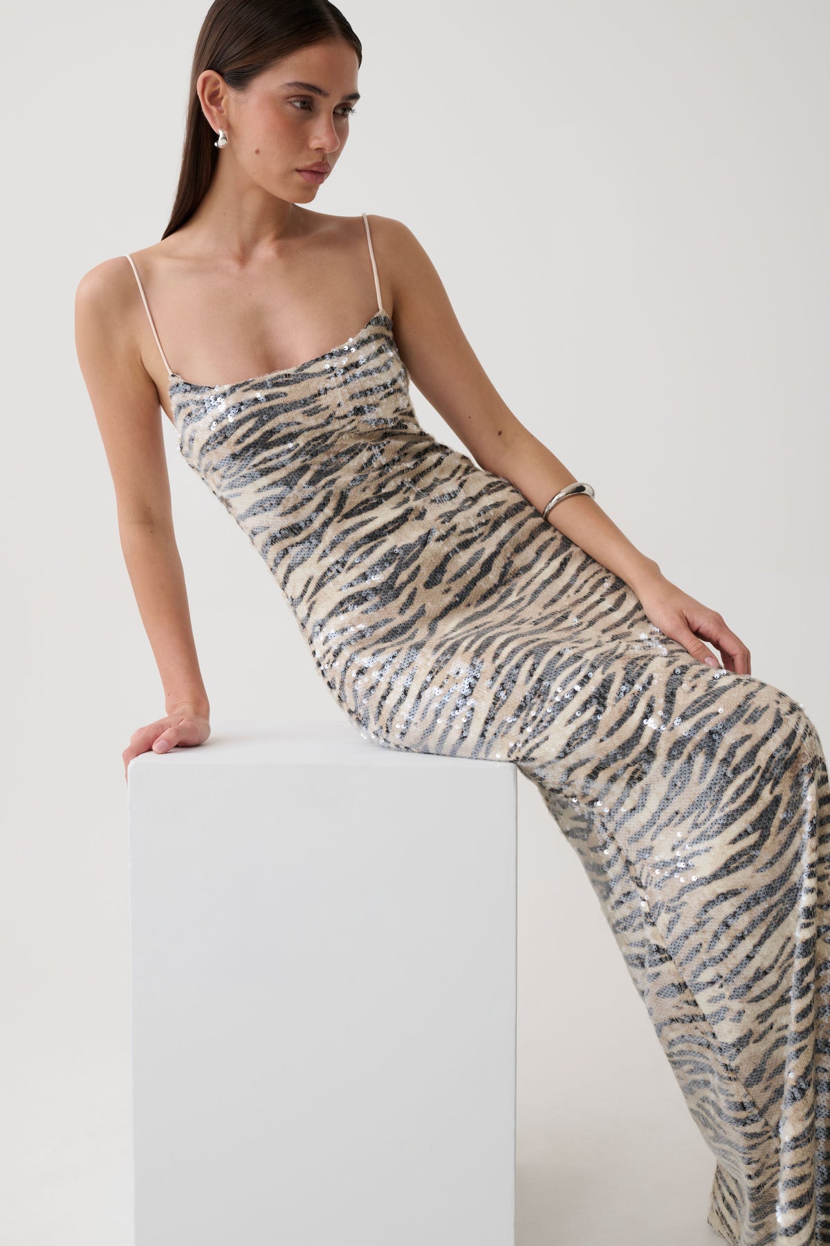 Deborah Sequin Maxi Dress - Zebra Print #6