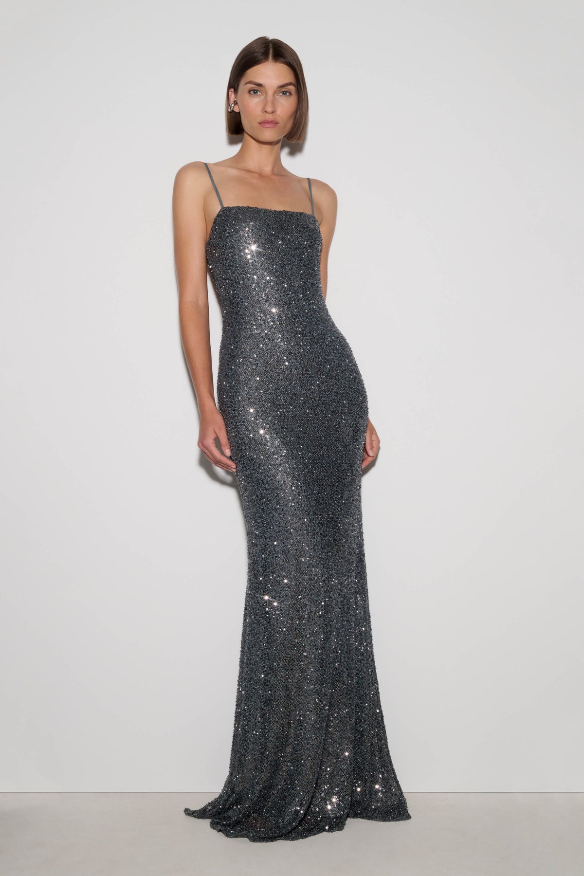 Alyah Beaded Sheer Maxi Dress - Charcoal #6