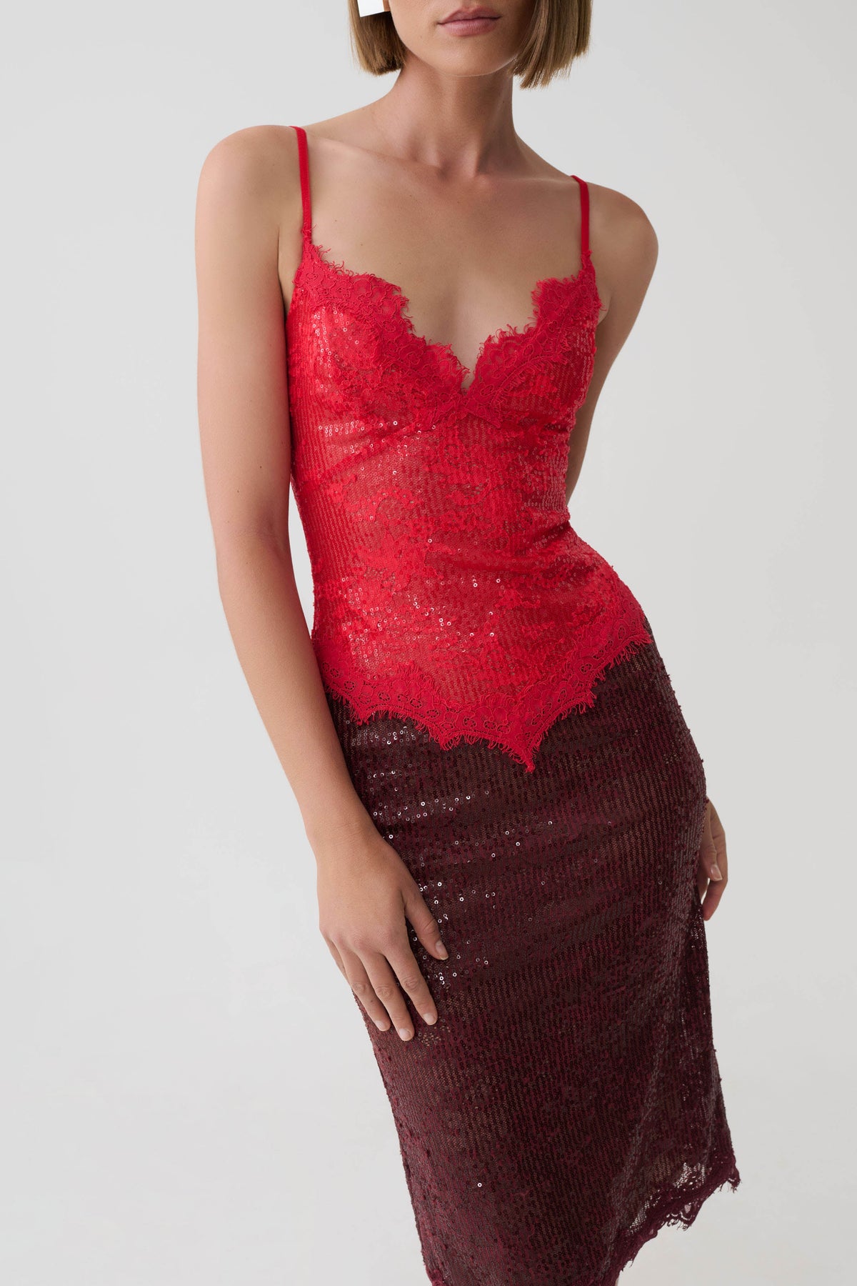 Jaimee Lace Midi Dress - Red #5