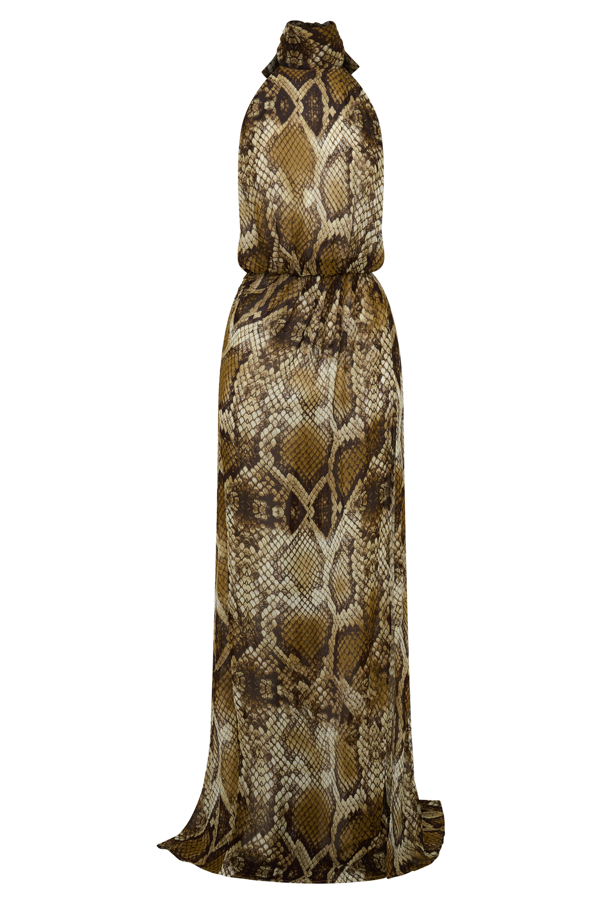 Eliana Tie Back Chiffon Maxi Dress - Snake Print