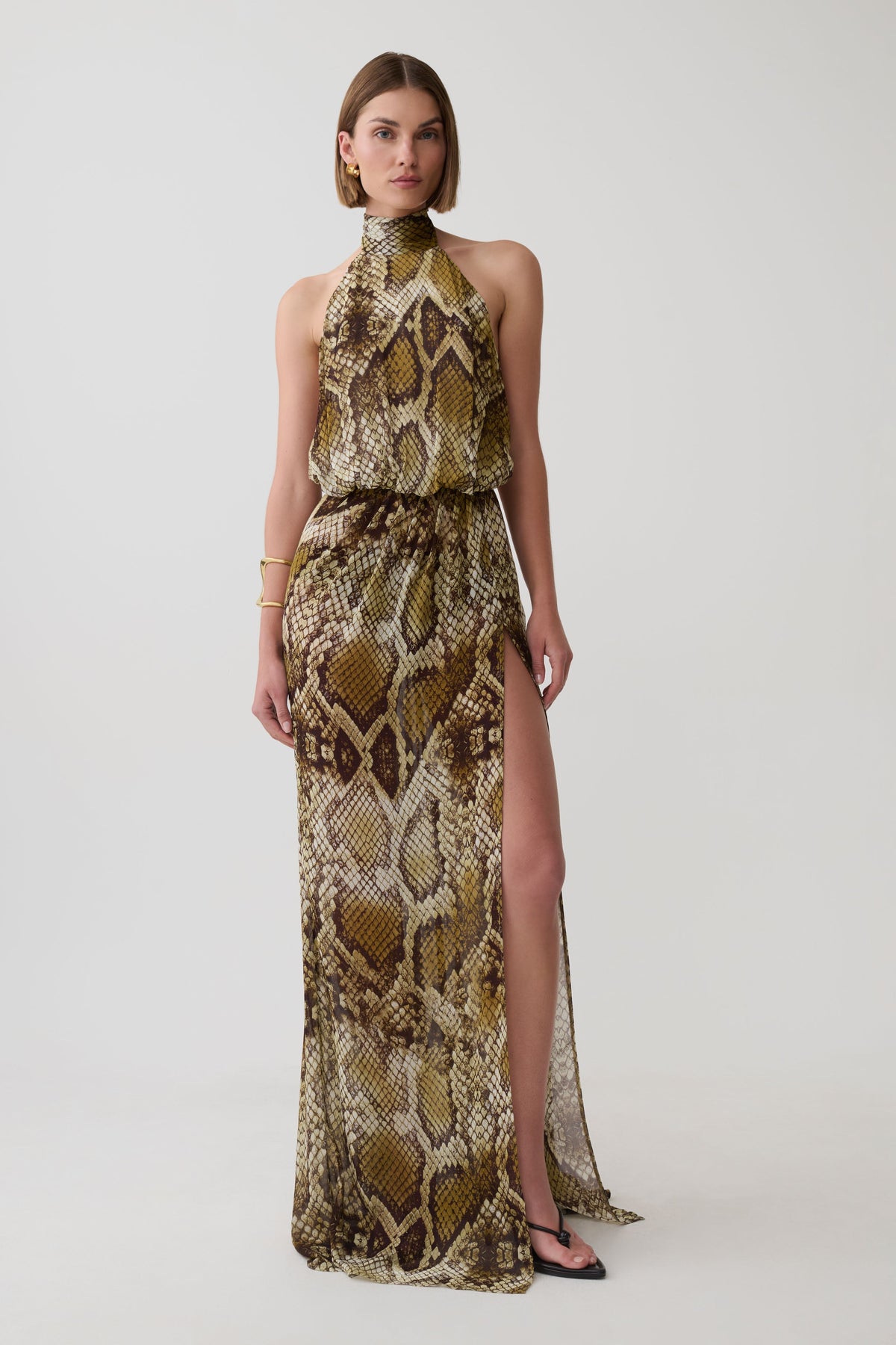 Eliana Tie Back Chiffon Maxi Dress - Snake Print #4