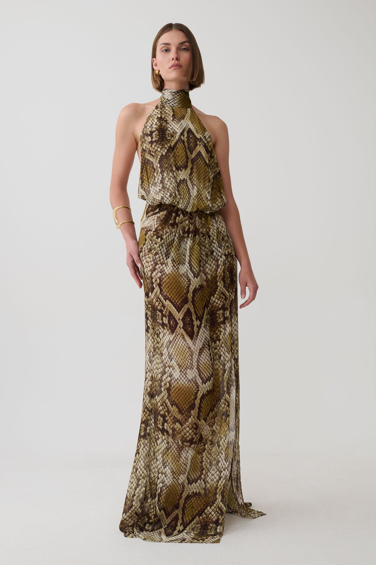Eliana Tie Back Chiffon Maxi Dress - Snake Print #7