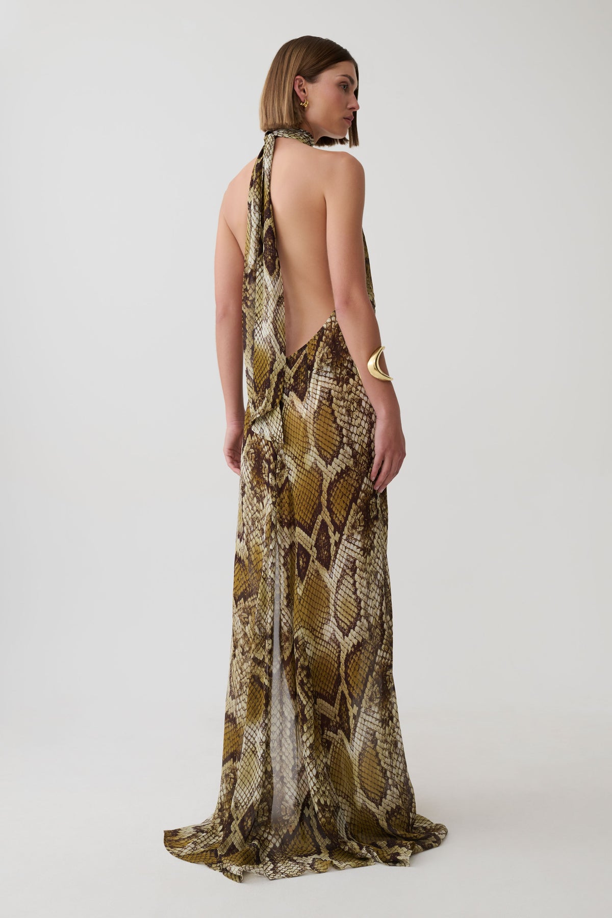 Eliana Tie Back Chiffon Maxi Dress - Snake Print #5