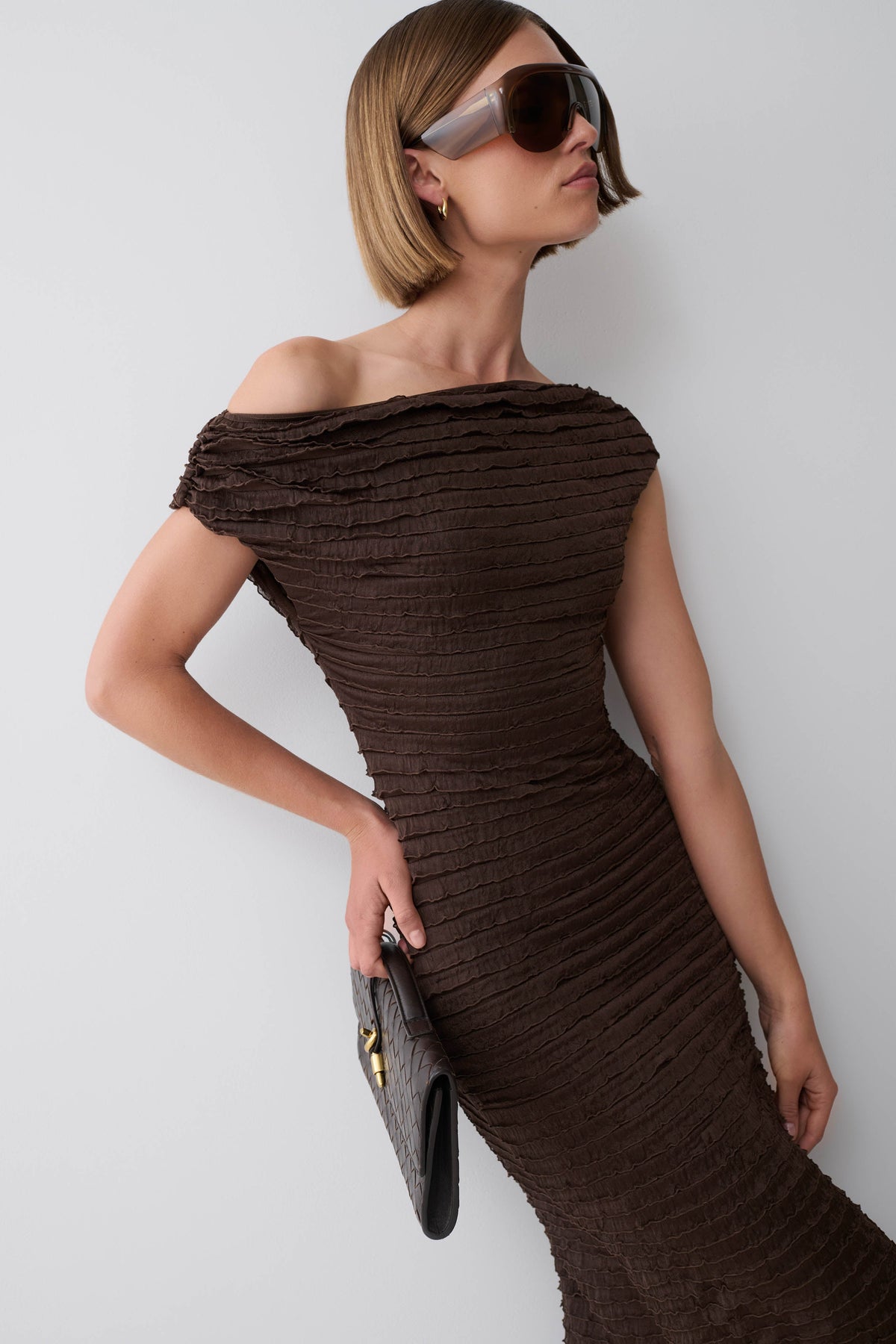 Nara Frilled Midi Dress - Chocolate #4