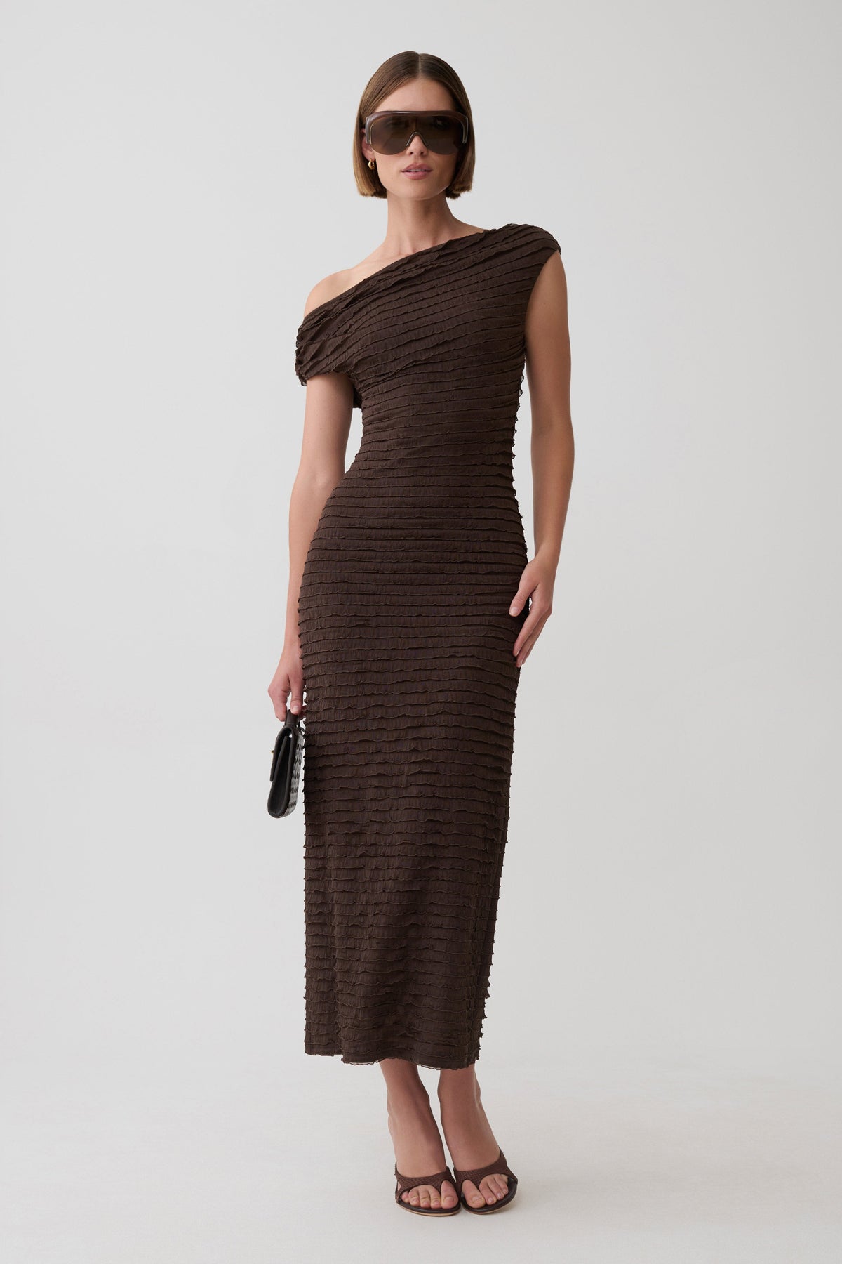 Nara Frilled Midi Dress - Chocolate #5