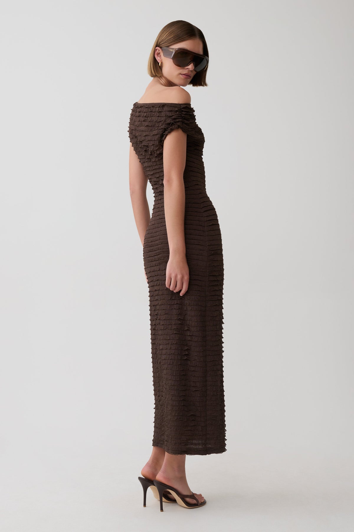Nara Frilled Midi Dress - Chocolate #2
