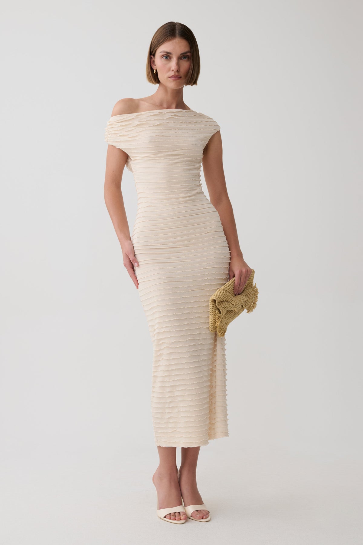 Nara Frilled Midi Dress - Ivory #5