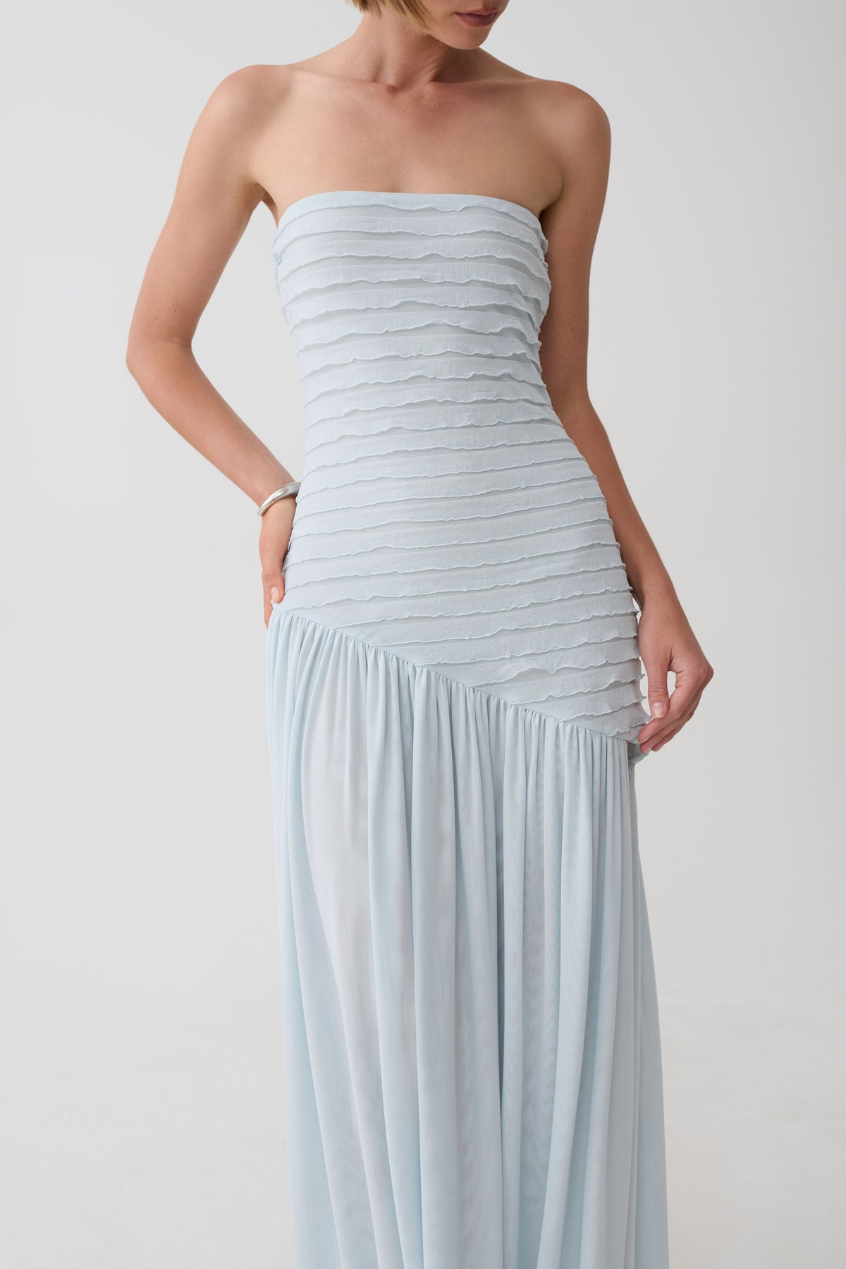Ciara Frilled Bodice Maxi Dress - Sky Blue #5
