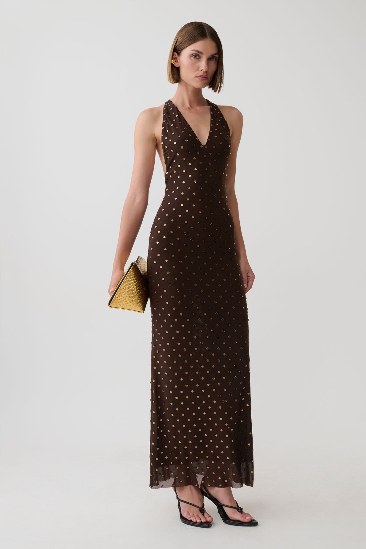 Valentine Diamante Maxi Dress - Chocolate #2