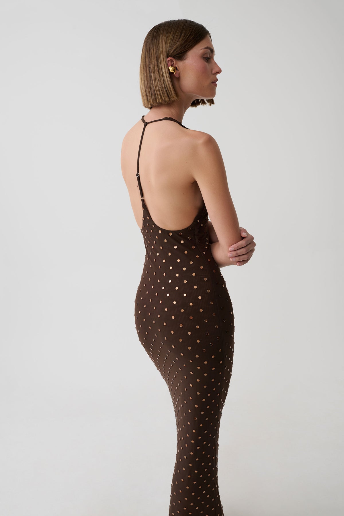 Valentine Diamante Maxi Dress - Chocolate #3
