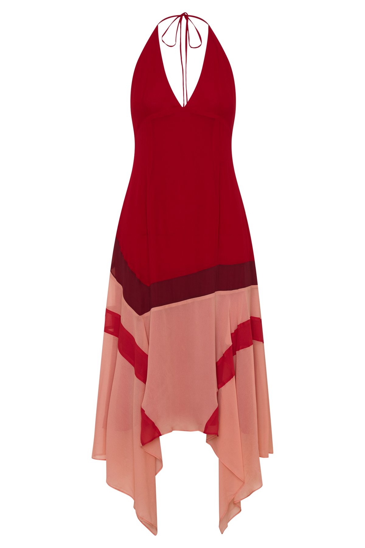 Bettina Chiffon Halter Neck Midi Dress - Red #8