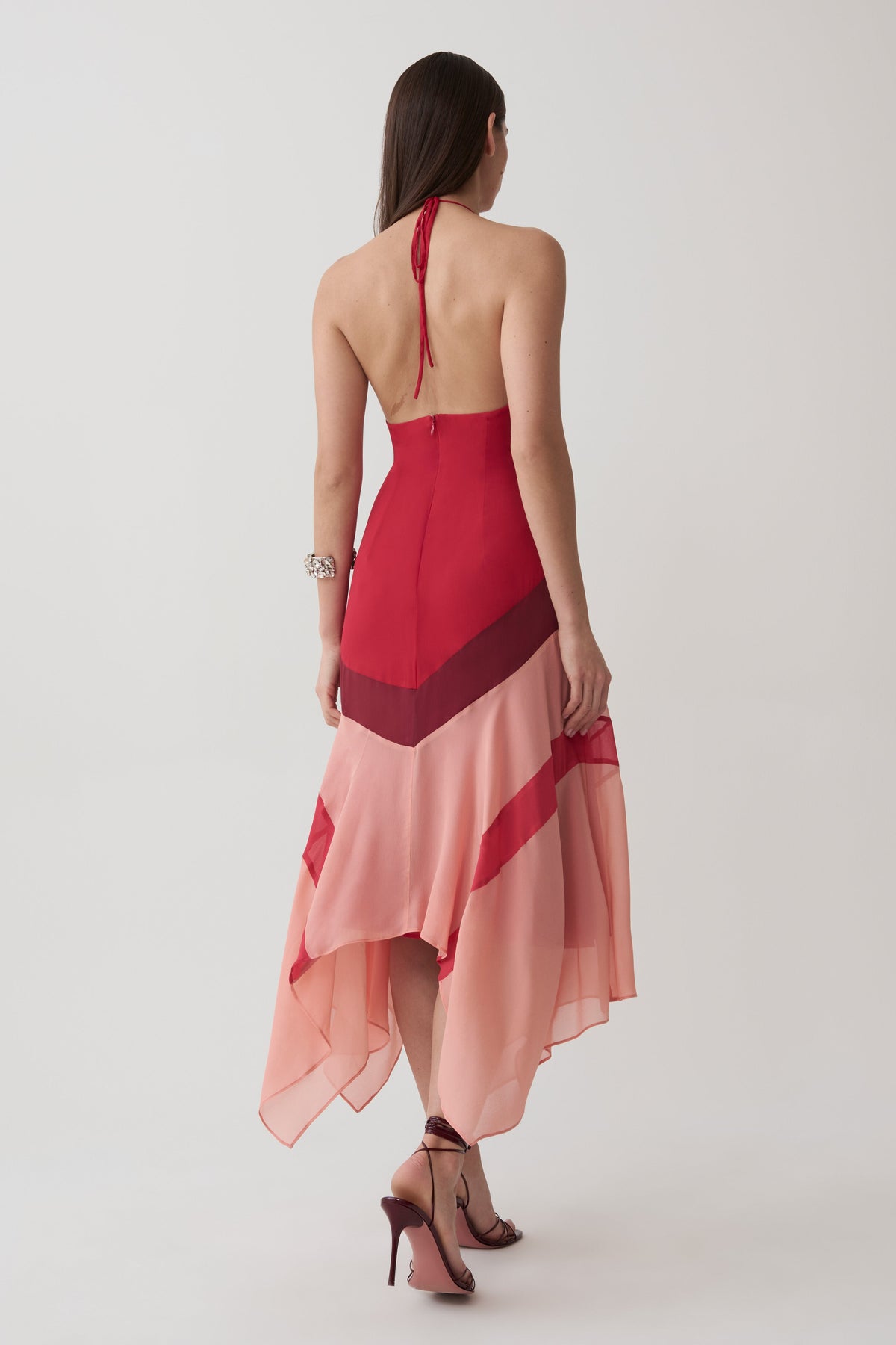 Bettina Chiffon Halter Neck Midi Dress - Red #2