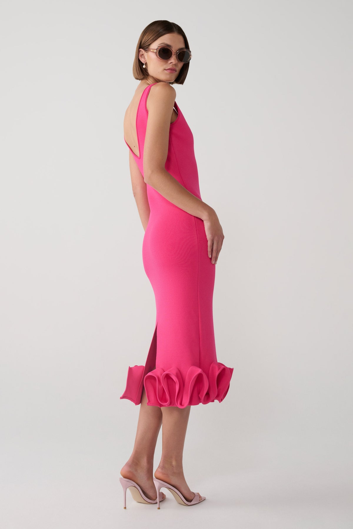 Wendy Wire Hem Knit Midi Dress - Fuschia #2