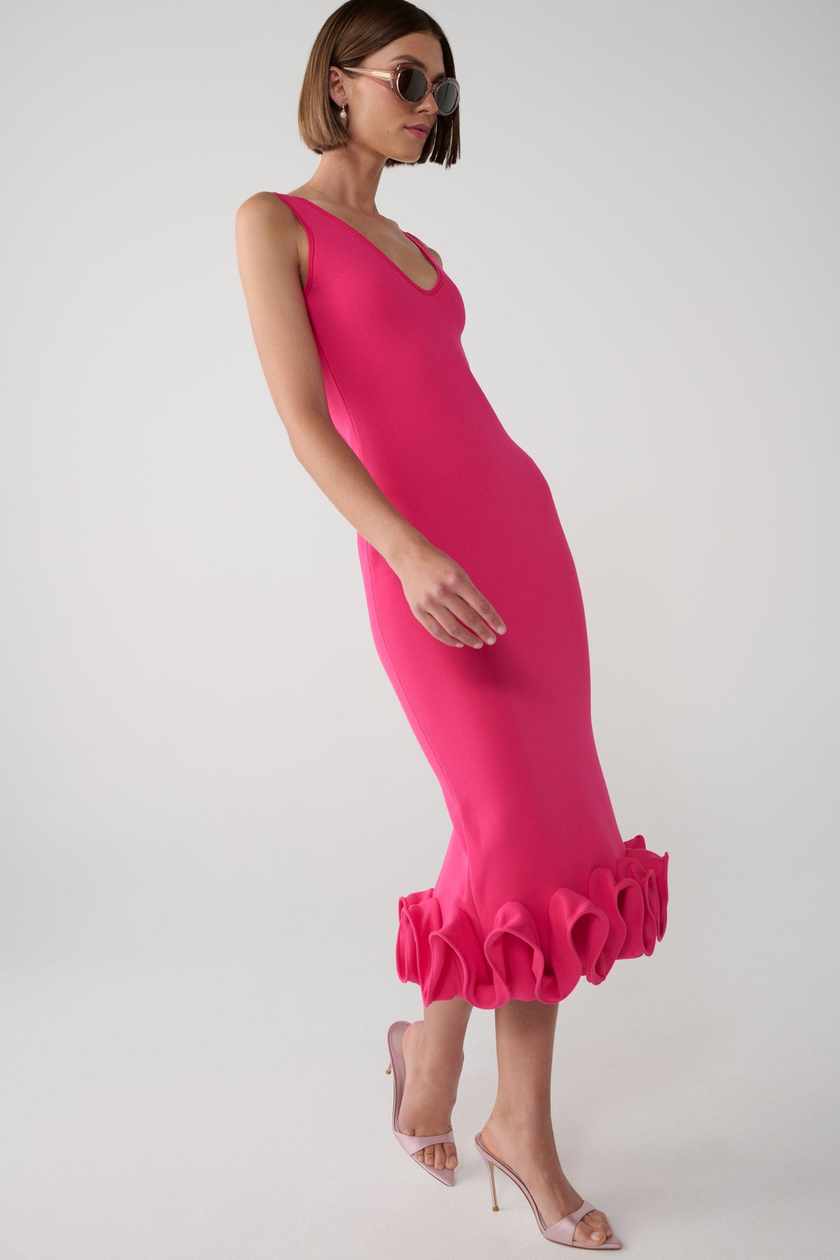 Wendy Wire Hem Knit Midi Dress - Fuschia #3