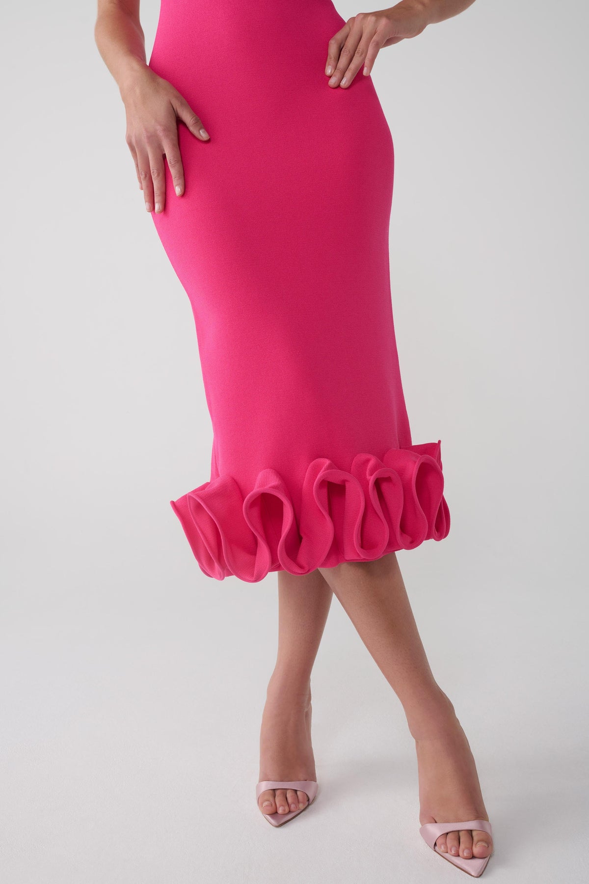 Wendy Wire Hem Knit Midi Dress - Fuschia