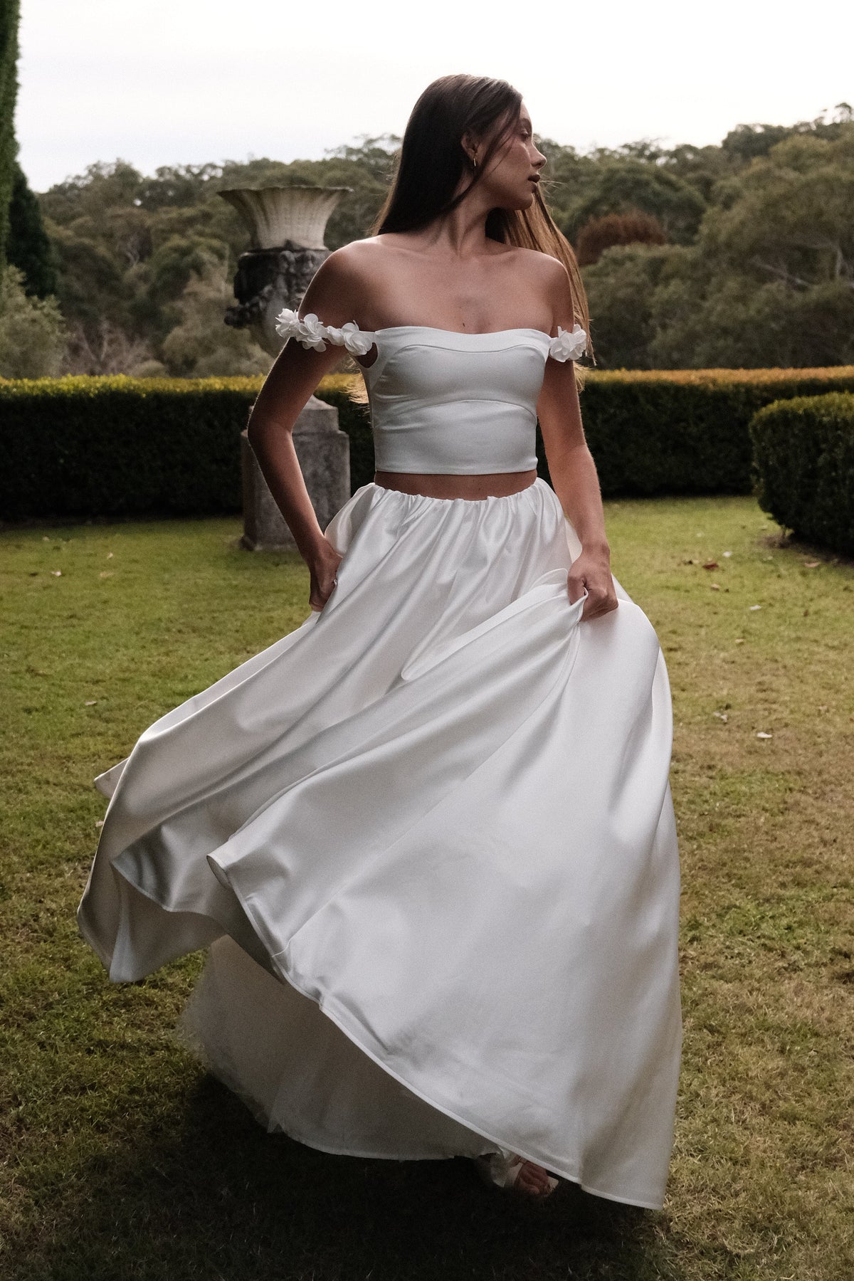 Kelsey Satin Maxi Skirt - White #3