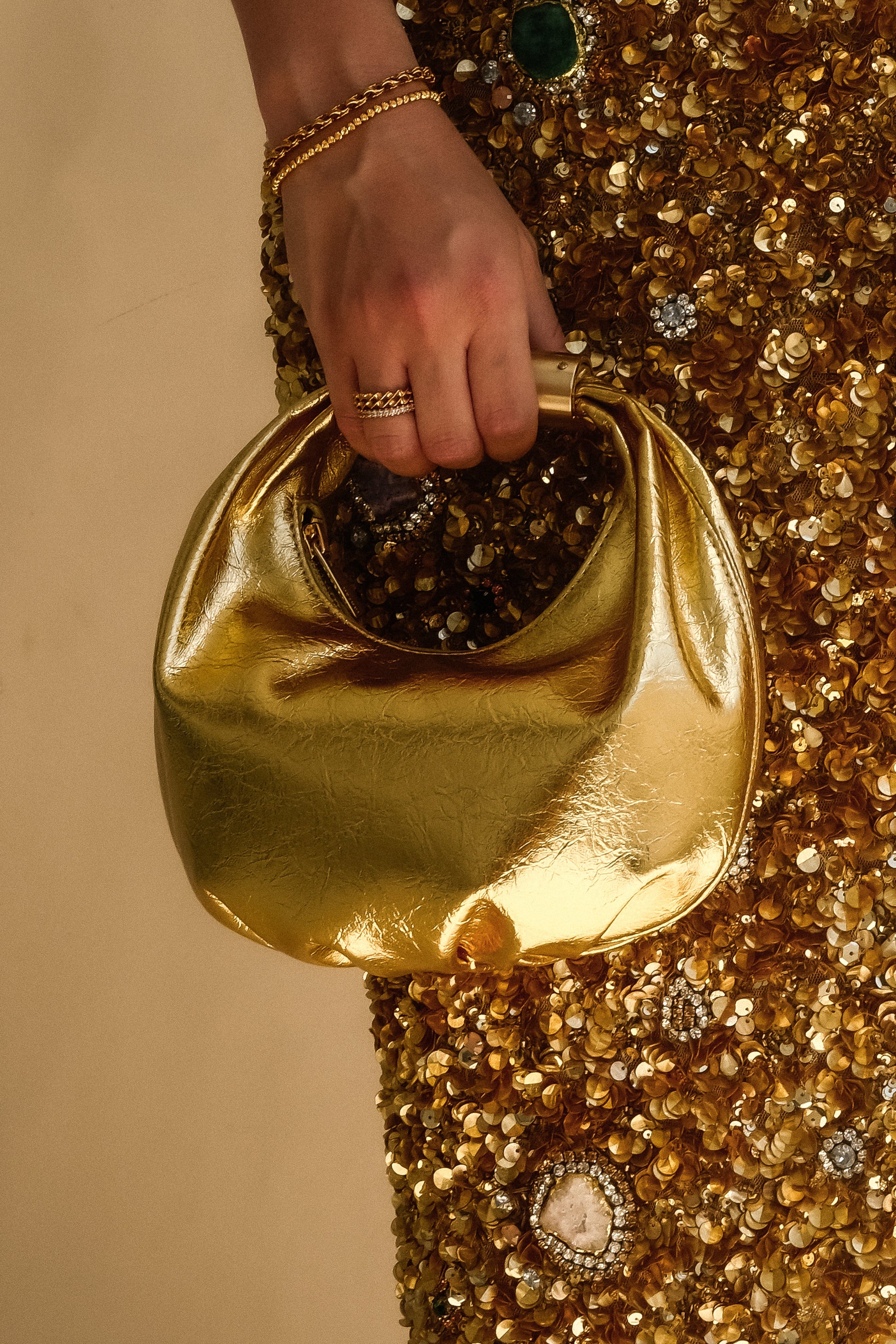 Bristol Mini Croissant Leather Bag - Gold #4