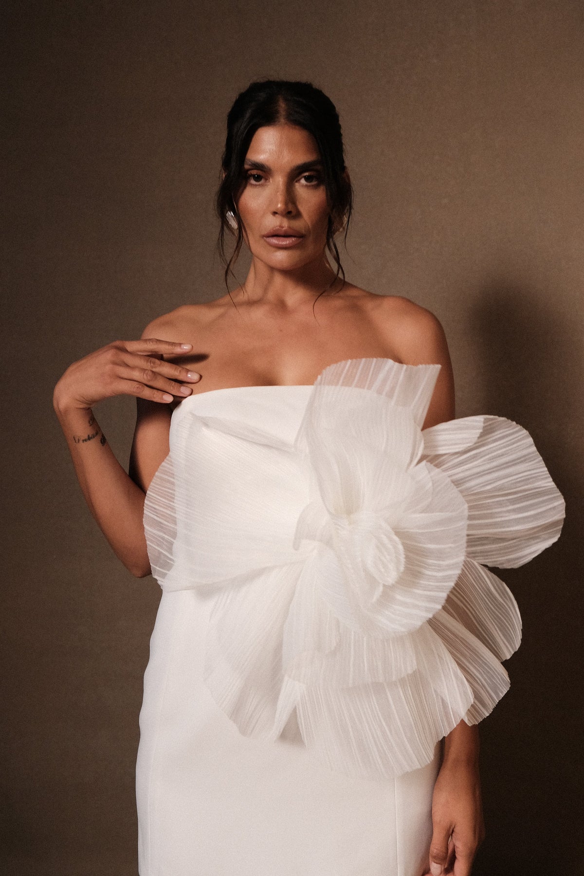 Victoria Strapless Mini Dress With Oversized Flower - White #7