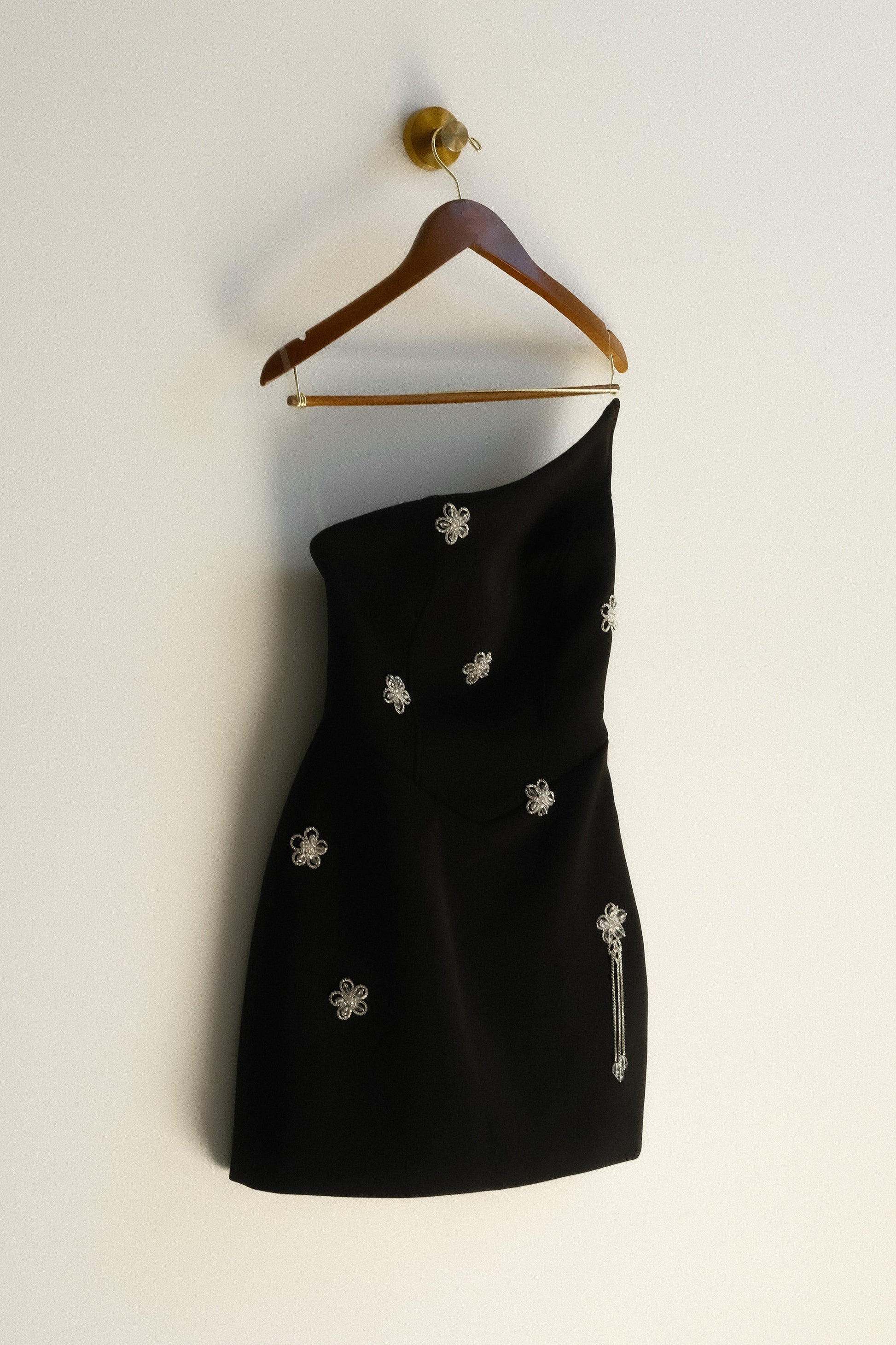 Liva Strapless Diamante Floral Trim Mini Dress - Black #11