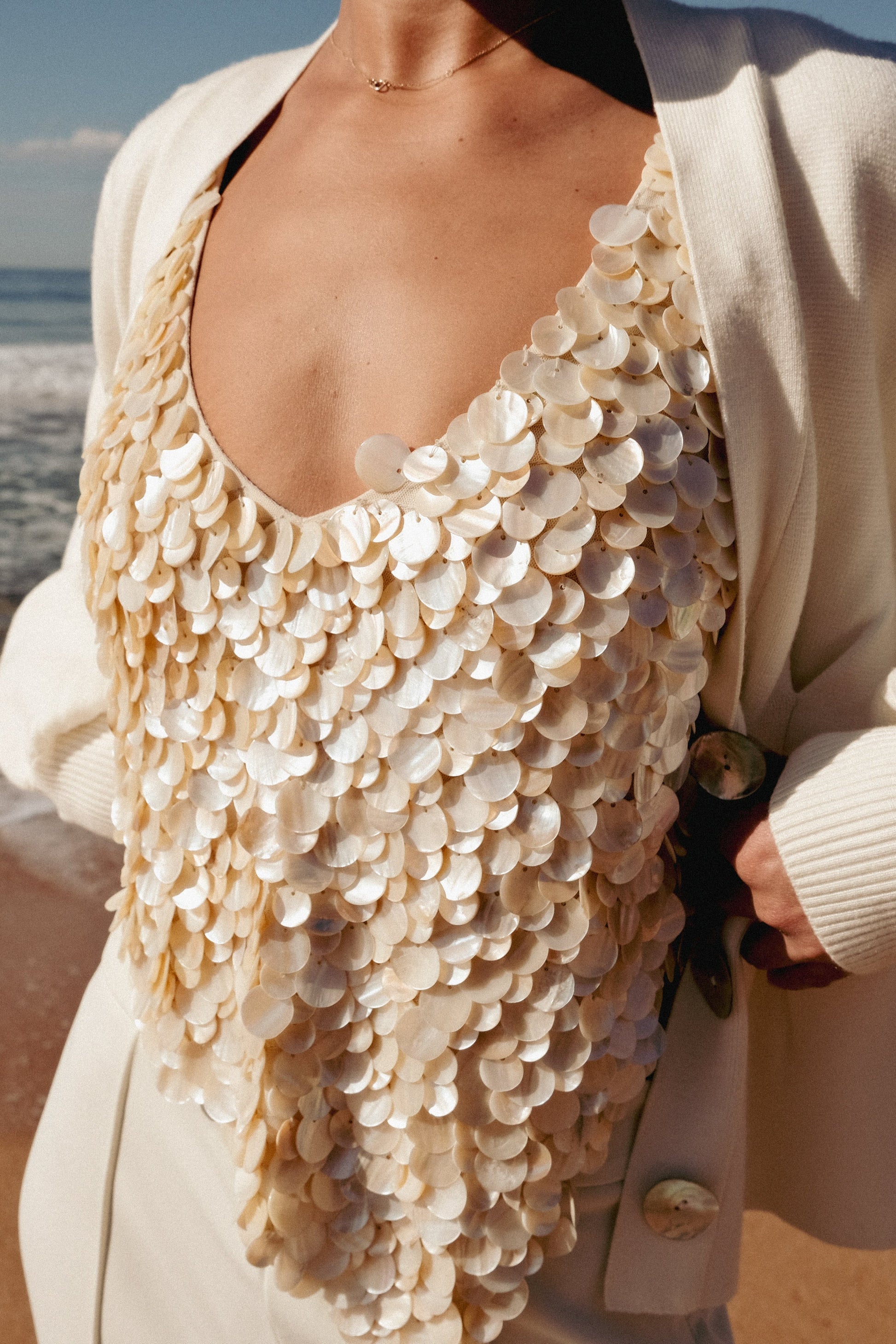 Willow Mother Of Pearl Halter Top - Pearl #2