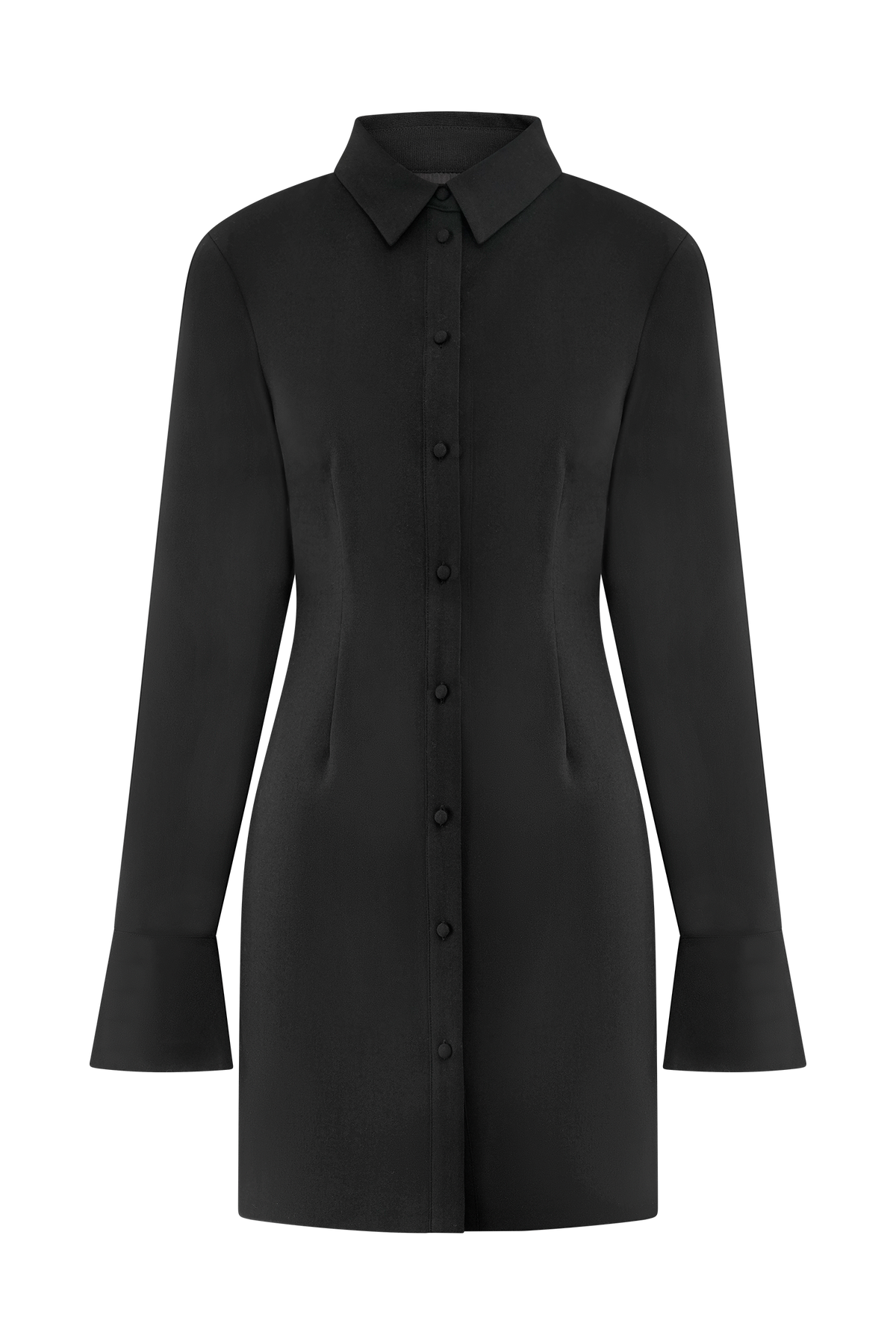 Dorian Fitted Shirt Mini Dress - Black