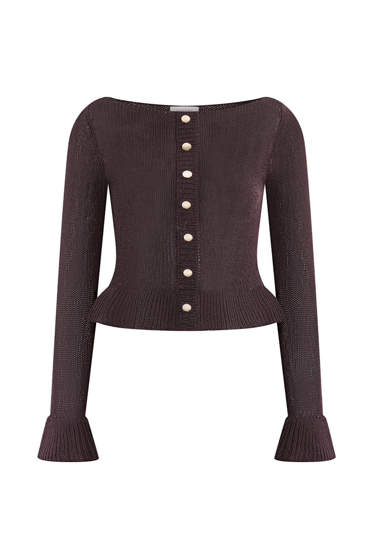 Eleanor Knit Frill Cardigan - Chocolate #10