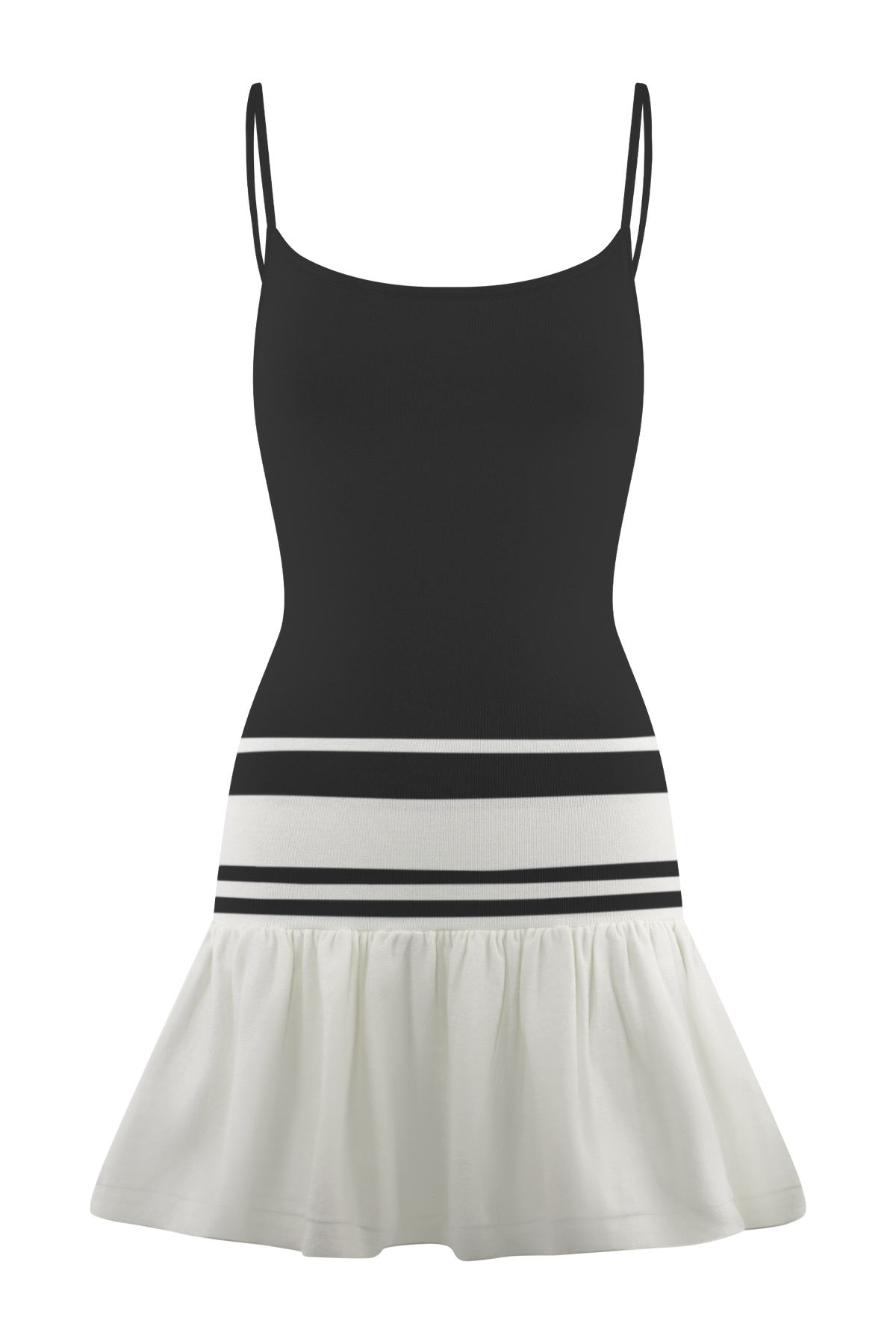Ellison Contrast Knit Mini Dress - Black/White #7