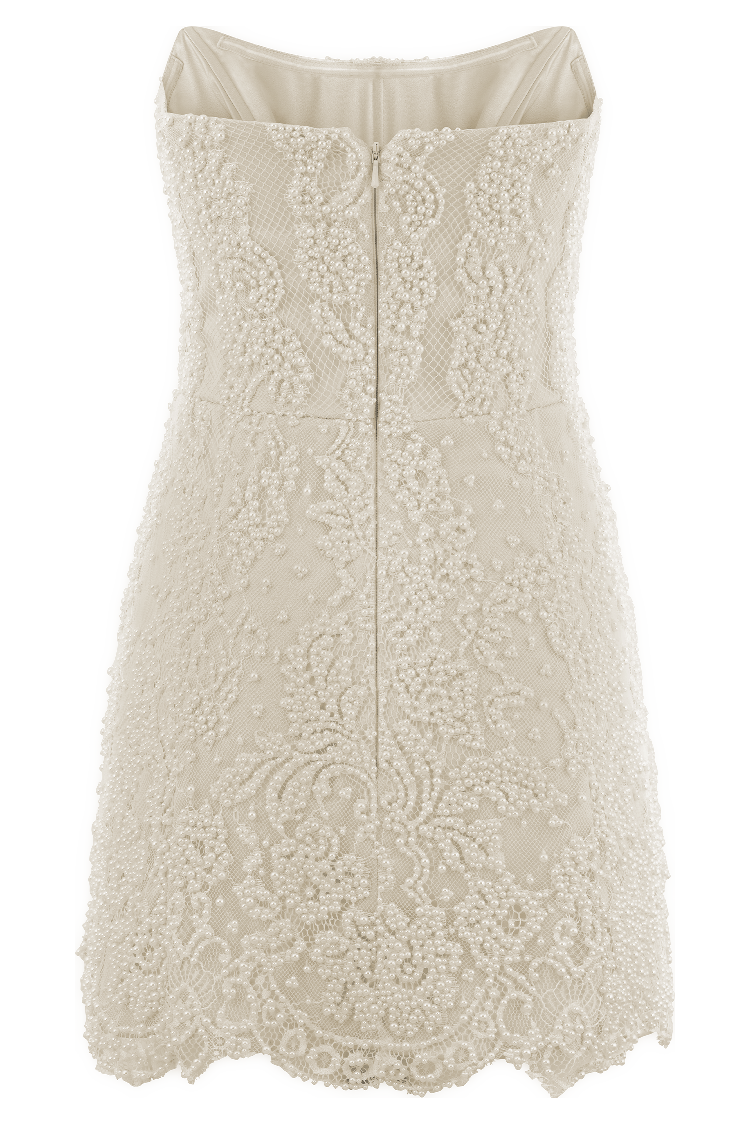 Eva Hand Beaded Pearl & Lace Mini Dress - White #8