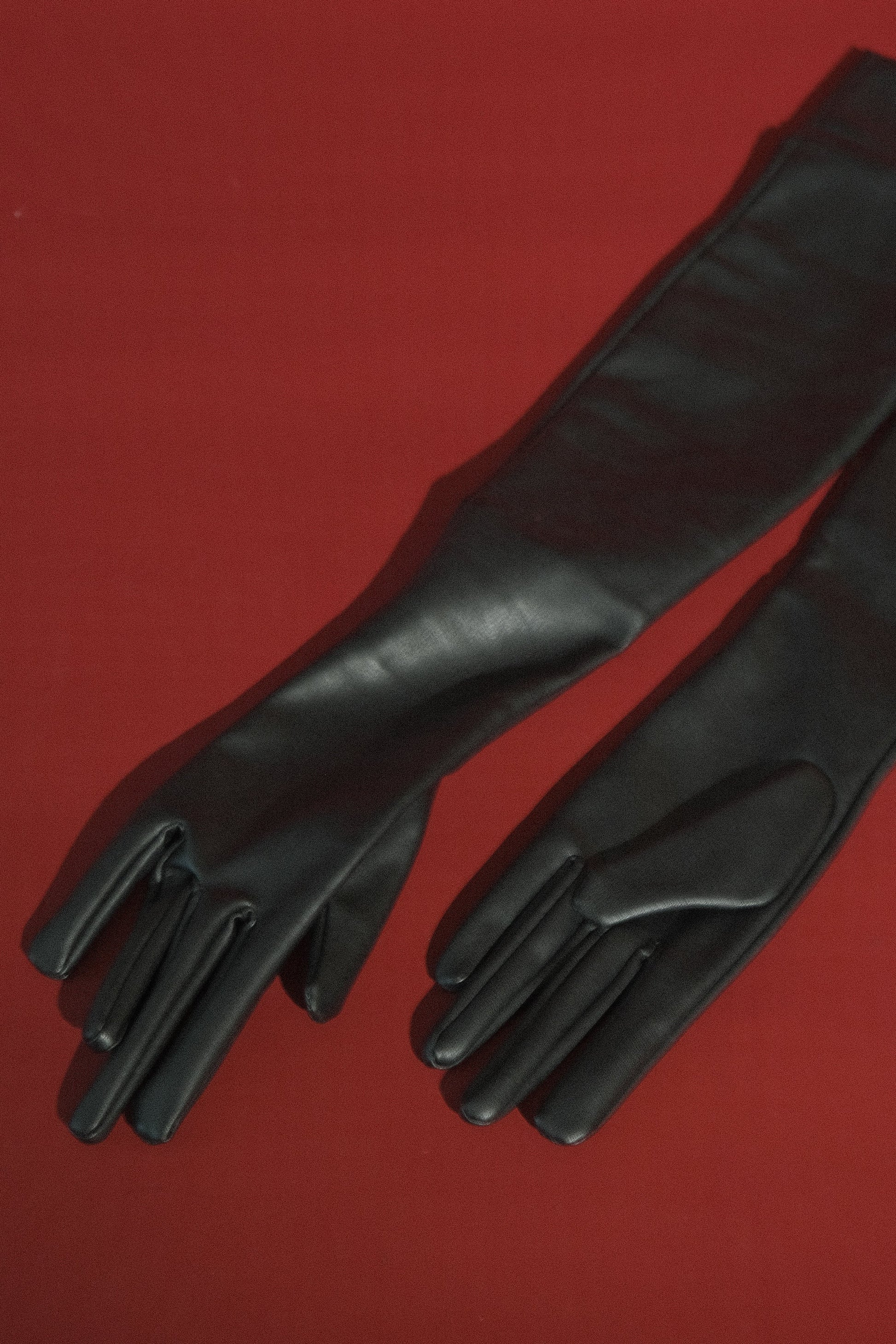 Jasper Faux Leather Elbow Length Gloves - Black #6