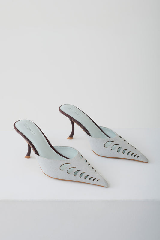 Maddi Pointed Heel - Pale Blue/Burgundy