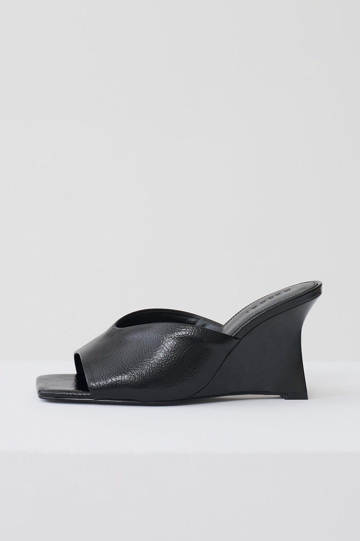 Jody Square Toe Wedge - Black Crinkle Pu