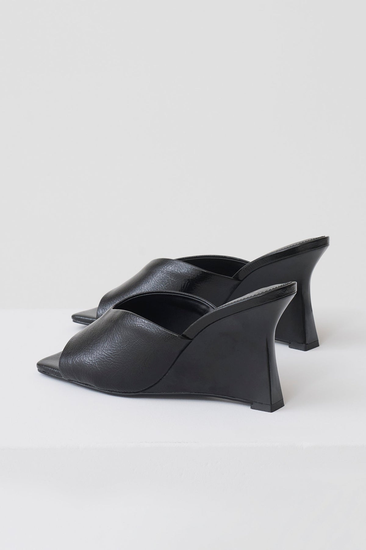 Jody Square Toe Wedge - Black Crinkle Pu #3