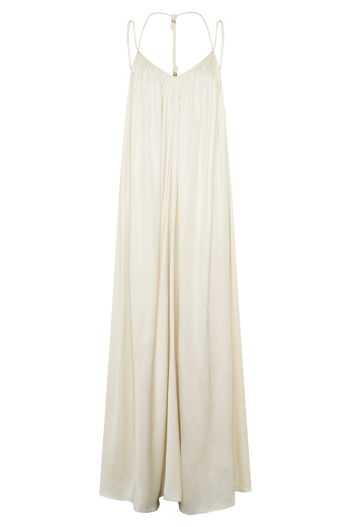 Adriana Satin Gathered Maxi Dress - Buttercream #10